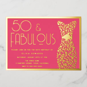 50 & Fabulous! Hot Pink 50. Geburtstagsparty Gold Folieneinladung