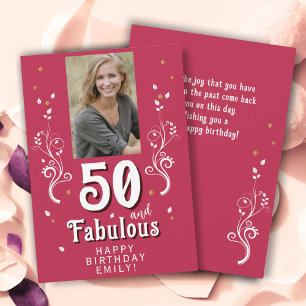 50 & Fabulous Laubwerk Magenta 50. Geburtstag Foto