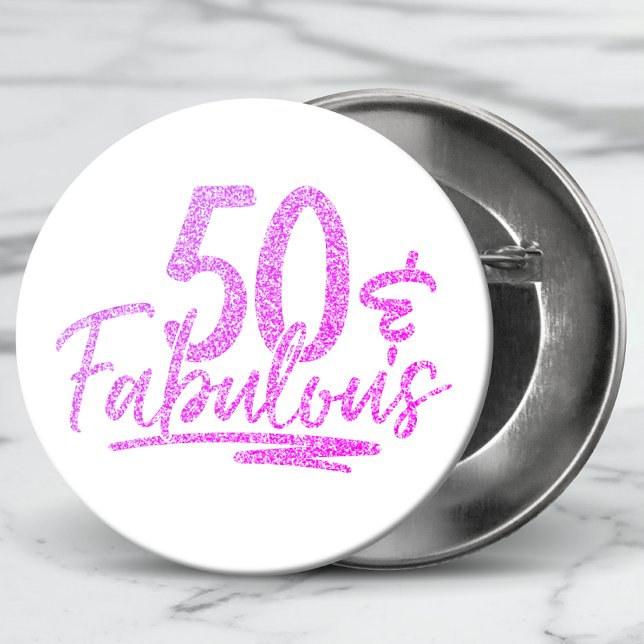 50 & Fabulous Lila Glitzer 50. Geburtstag Sparkle Button (Von Creator hochgeladen)