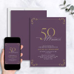 50 & Fabulous Lila & Gold Calligraphy Birthday Einladung<br><div class="desc">Es ist dein besonderer 50. Geburtstag, und es ist Zeit zu feiern! Will du, den besten Bash in der Stadt zu werfen? Mit dieser 50 & Fabulous Lila & Gold Calligraphy Birthday Invitation beginnen Sie mit dem höchsten Stil. Es wird sicher sein, den Ton für eine glamouröse Feier Set. Diese...</div>