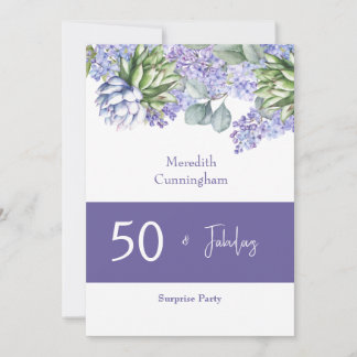 50 & Fabulous Lila Lilacs Watercolor II Einladung