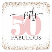 "50 & Fabulous" Minimal Rosa und Schwarzer Glitzer