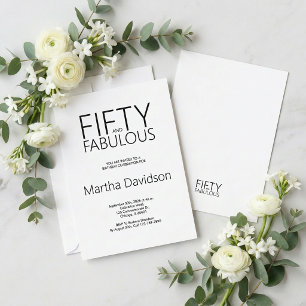 50 & Fabulous Moderne Minimalistische Feier Einladung