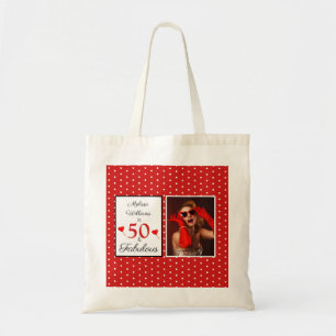 50 & Fabulous Name Foto Red 50. Geburtstag WH Red Tragetasche