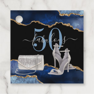 50 Fabulous Navy Black Agate Gold Glitzer Geschenkanhänger