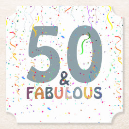 50 & Fabulous Niedlich Confetti Blue Trendy Typogr Untersetzer
