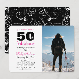 "50 & Fabulous" Party Einladung mit Color Foto