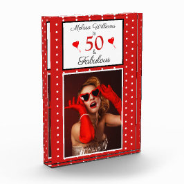 50 & Fabulous Personal 50. Geburtstag Weißer rote  Fotoblock