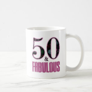 50 & Fabulous Pink Black Typografy 50 th Birthday Kaffeetasse