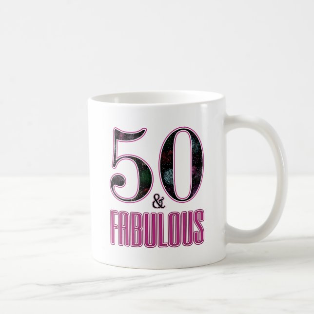 50 & Fabulous Pink Black Typografy 50 th Birthday Kaffeetasse (Rechts)