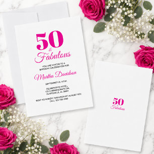 50 & Fabulous Pink Chic Party-Feier Einladung
