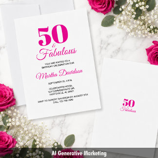50 & Fabulous Pink Chic Party-Feier Einladung