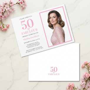 50 & Fabulous Pink Foto-Geburtstagsdesign Einladung