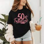 50 & Fabulous Pink Glitter 50th Birthday Sparkle Tri-Blend Shirt<br><div class="desc">Dieses moderne Design enthält den Text "50 & Fabulous" in rosa Glitzer Kalligraphie Skript. Perfekt als Geschenk oder für eine 50. Geburtstagsfeier.</div>
