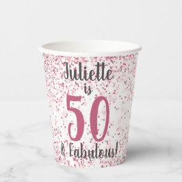 50 & Fabulous Pink Glitzer Confetti Geburtstag Pappbecher