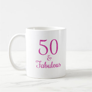 50 & Fabulous Pink Glitzer Typografie Kaffeetasse