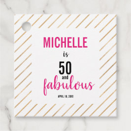 50 & Fabulous Pink Happy Birthday Typografie Chic Geschenkanhänger