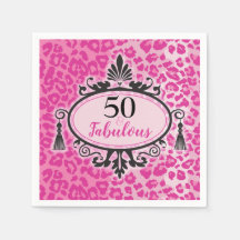 50 & Fabulous Pink Leopard 50. Geburtstag Napkins