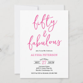 50 & Fabulous Pink Modern Script 50th Birthday  Einladung