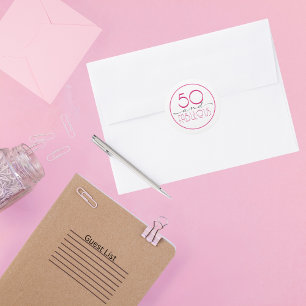 50 & Fabulous Pink Retro Vintage Typografie Runder Aufkleber