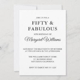 50 & Fabulous Polka Dots Schwarz-weiß Trendy Einladung