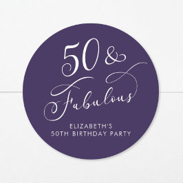 50 Fabulous Purple 50th Birthday Party Runder Aufkleber