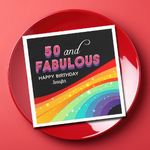 50 & Fabulous Rainbow Sparkle 50. Geburtstagsparty Serviette