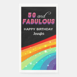 50 & Fabulous Rainbow Sparkle 50th Birthday Party Serviette