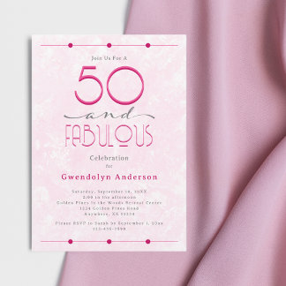 50 & Fabulous Retro Vintag rosa Geburtstag Einladung