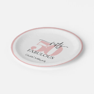 "50 & Fabulous" Rosa und Schwarz Geburtstag Pappteller