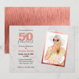 50 & Fabulous Rose Gold Pink Marmor 50. Geburtstag Einladung