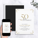 50 & Fabulous Schwarz-weiß & Gold Geburtstag Einladung<br><div class="desc">Es ist dein besonderer 50. Geburtstag, und es ist Zeit zu feiern! Will du, den besten Bash in der Stadt zu werfen? Mit dieser 50 & Fabulous Black, White & Gold Kalligraphie zum Geburtstag laden Sie ein, mit dem höchsten Stil zu beginnen. Es wird sicher sein, den Ton für eine...</div>