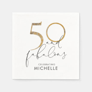 50 & Fabulous Schwarz-weiß Gold Personalisiert Serviette