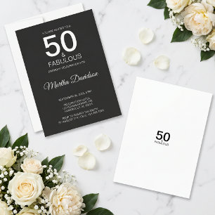 50 & Fabulous Schwarze Elegante Einladung