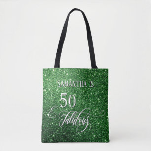 50 & Fabulous Script Sparkling Deep Green Glitzer