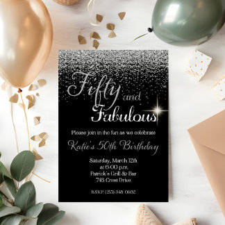 50 Fabulous Silver Glitzer Einladung zum Geburtsta