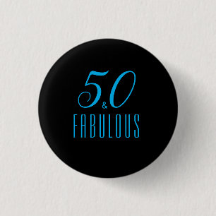 50 & Fabulous Sky Blue Black Button