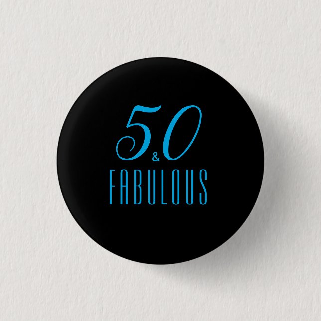 50 & Fabulous Sky Blue Black Button (Vorderseite)
