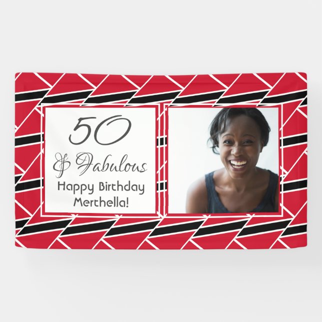 50 & Fabulous TRINIDAD FLAG Custom Foto Geburtstag Banner (Horizontal)