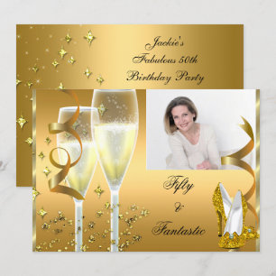 50 & Fantastic Elegant Champagner Shoes Gold Foto Einladung