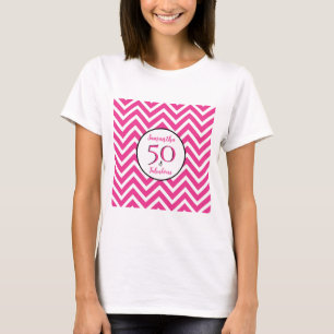 50 & Fantastisch Cerise Rosa Chevron-Muster-Party T-Shirt