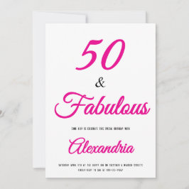  50 & Fantastisch Hot Pink Schwarzer 50. Geburtsta Einladung