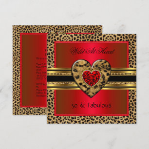 50 & fantastisch Leopard Wild At Heart Schwarz Gol Einladung