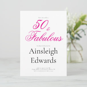50 & Fantastisch Rosa Fünfzigster Geburtstag Einladung