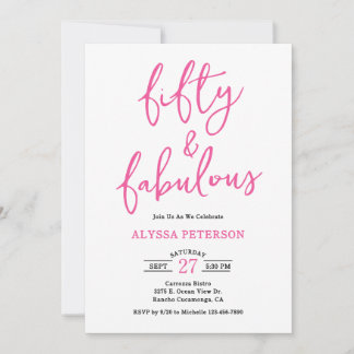 50 & Fantastisch Rosa Moderne Schrift 50. Geburtst Einladung