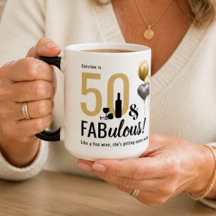 50 & Fantastisch Schwarz & Gold Moderne Geburtstag Verwandlungstasse