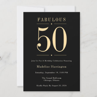50 & Fantastisch Schwarzes Gold 50. Geburtstagsfei Einladung