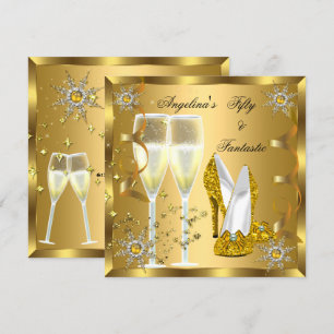50 & Fantastische Champagner Absätze Gold Schneefl Einladung