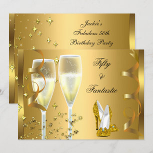 50 & Fantastische Elegante Champagner Absätze Gold Einladung
