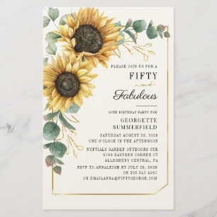 50 fantastische Eukalyptus-Sonnenblumen-Geburtstag Briefpapier